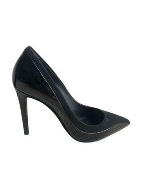 Salvatore Ferragamo | Black Pointed Toe Patent & Suede Stiletto Pumps